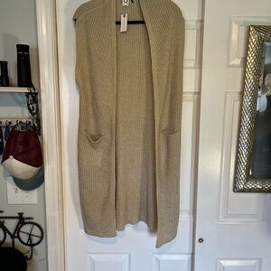 Anthropologie Beige Knit Cardigan Sweater Vest
